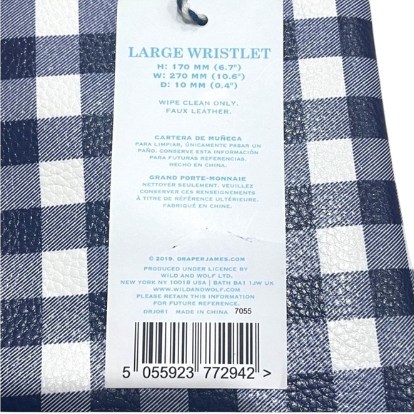 Draper James Blue Checkered Gingham Wristlet Pouch Wallet Bag - NWT Southern - Picture 14 of 15